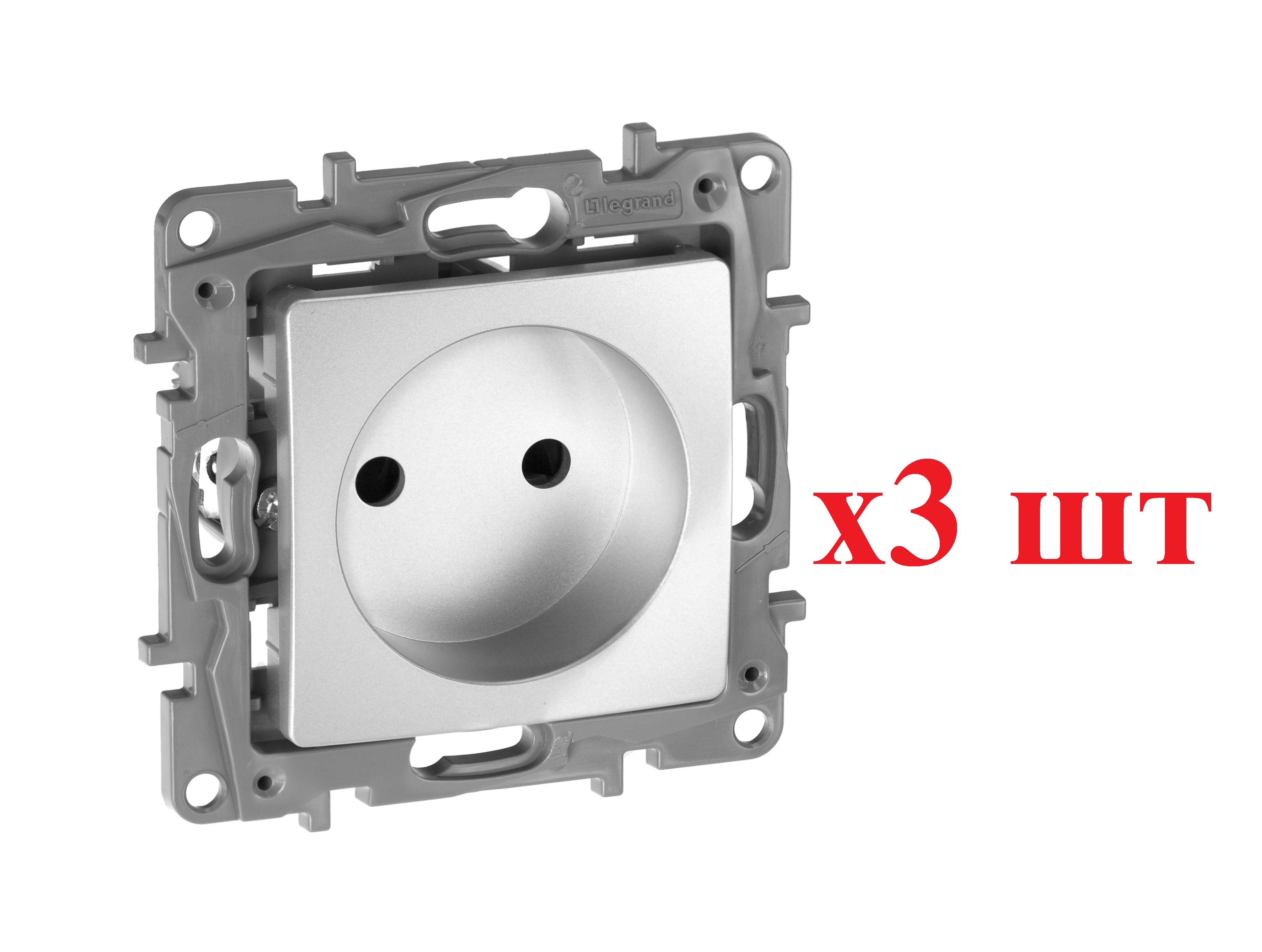 

Legrand Etika Алюминий Розетка б/з со шторками, винтовые клеммы 672434 (3шт), Etika_672434_3
