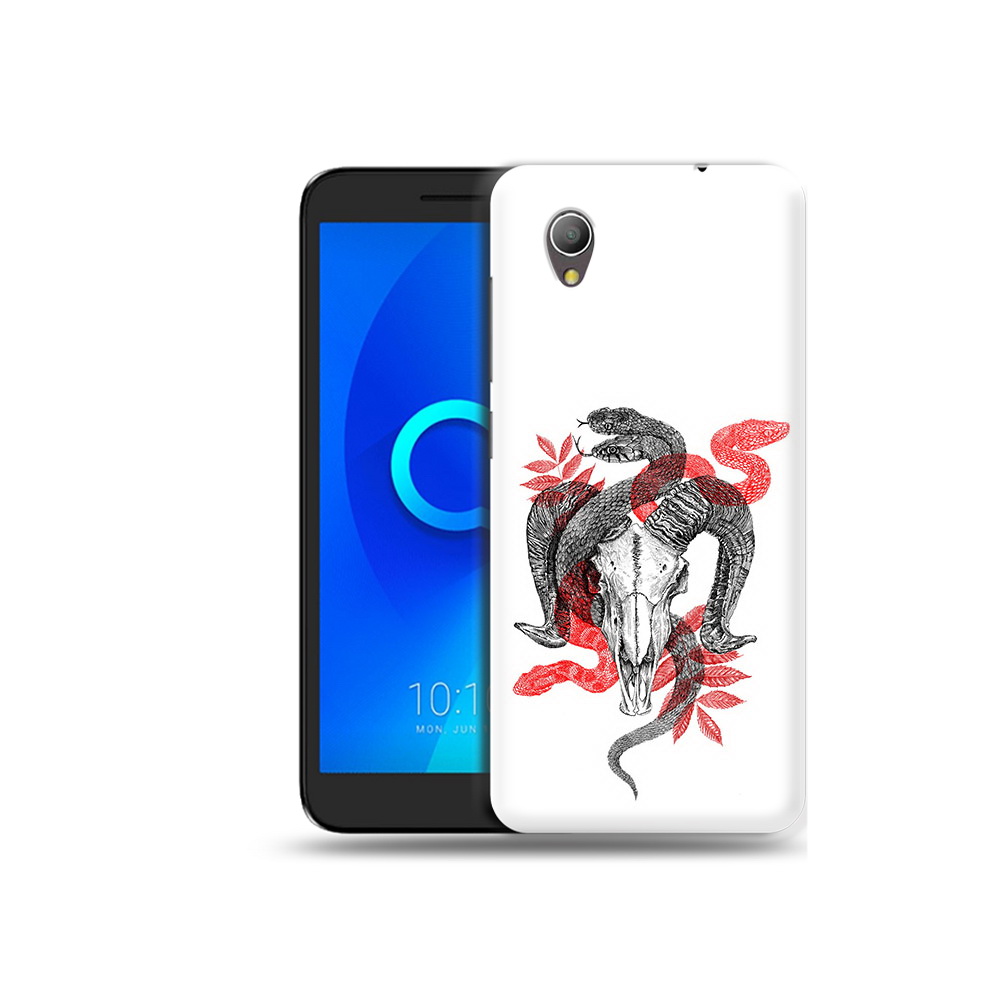 

Чехол MyPads Tocco для Alcatel 1 змея в черепе рисунок (PT227134.658.365), Прозрачный, Tocco