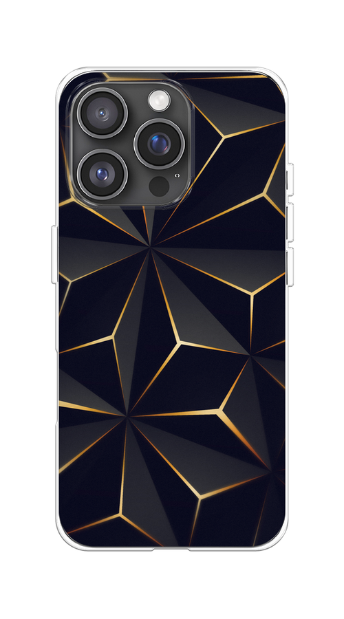 

Чехол на Apple iPhone 16 Pro "Черные полигоны", Золотистый;черный, 16250-1