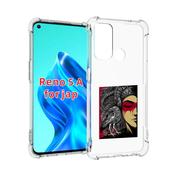 

Чехол MyPads девушка с вороном в абстракции для Oppo Reno 5A, Прозрачный, Tocco