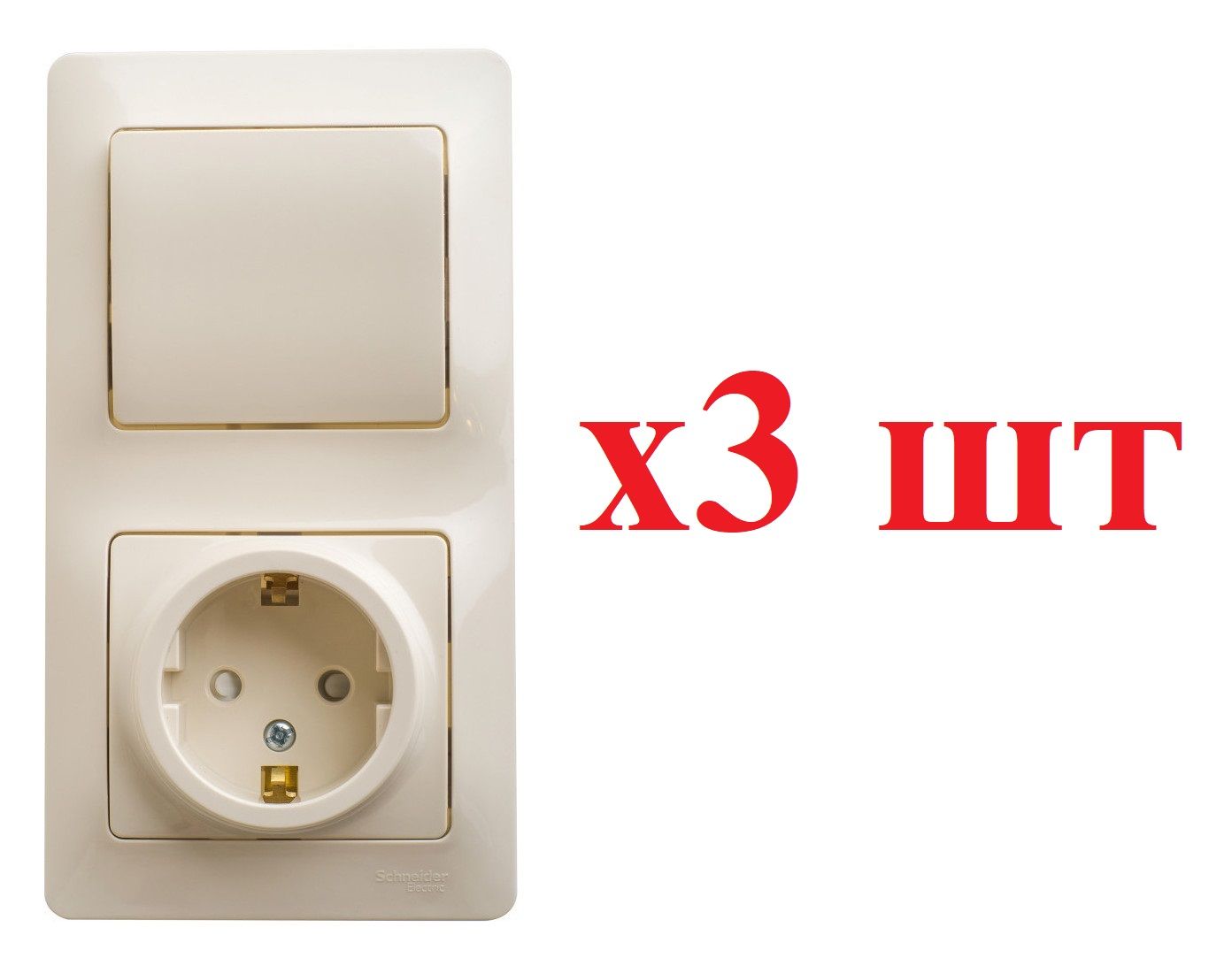 

SE Glossa Беж Блок: розетка с/з со шторками и 1-кл. выключатель GSL000270 (3шт), Бежевый, Glossa11_3