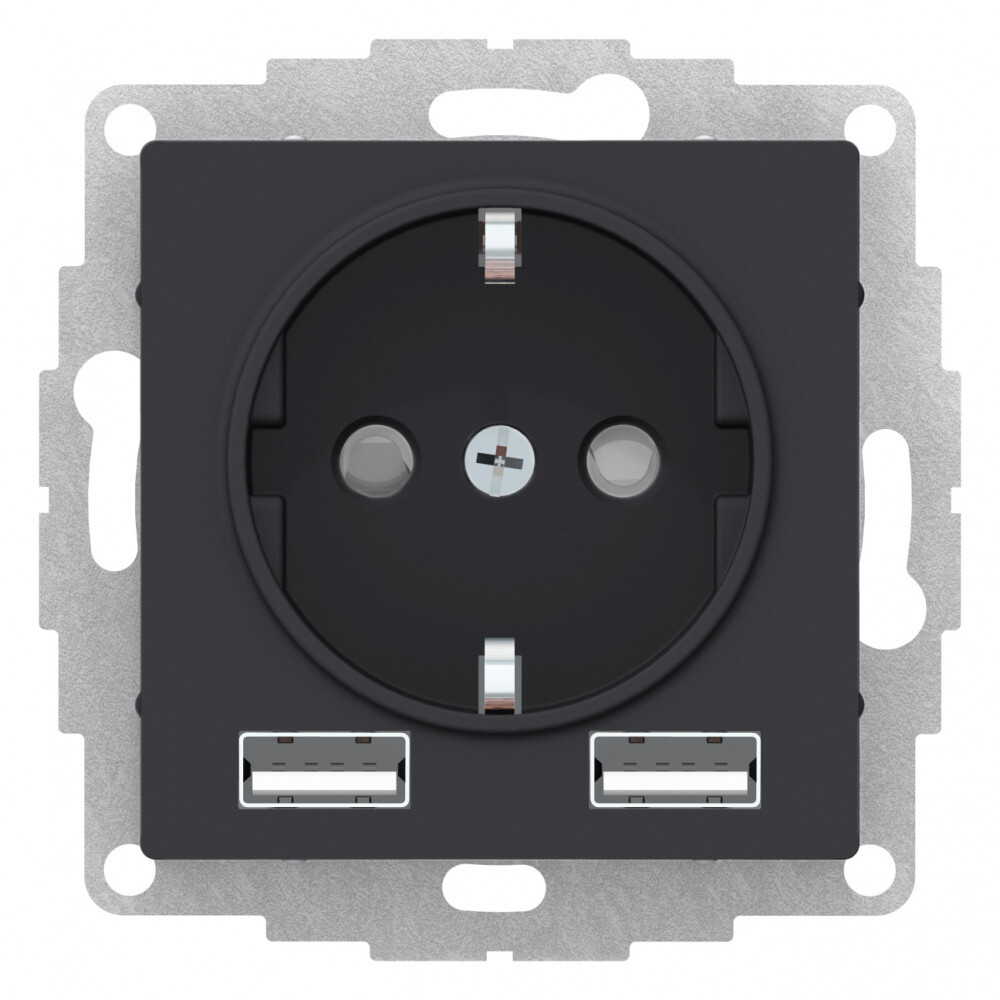 

SE AtlasDesign Карбон SO + USB Розетка A+A, 5В/2,4А, 2х5В/1,2 А, механизм ATN001030, Черный, AtlasDesign07_Скрытый