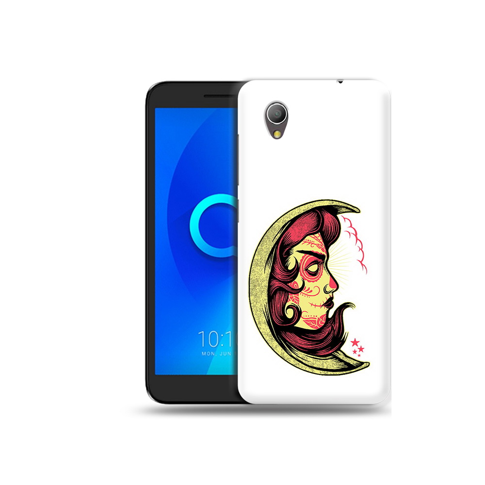 

Чехол MyPads Tocco для Alcatel 1 желтый полумесяц с лицом девушки (PT227134.658.346), Прозрачный, Tocco