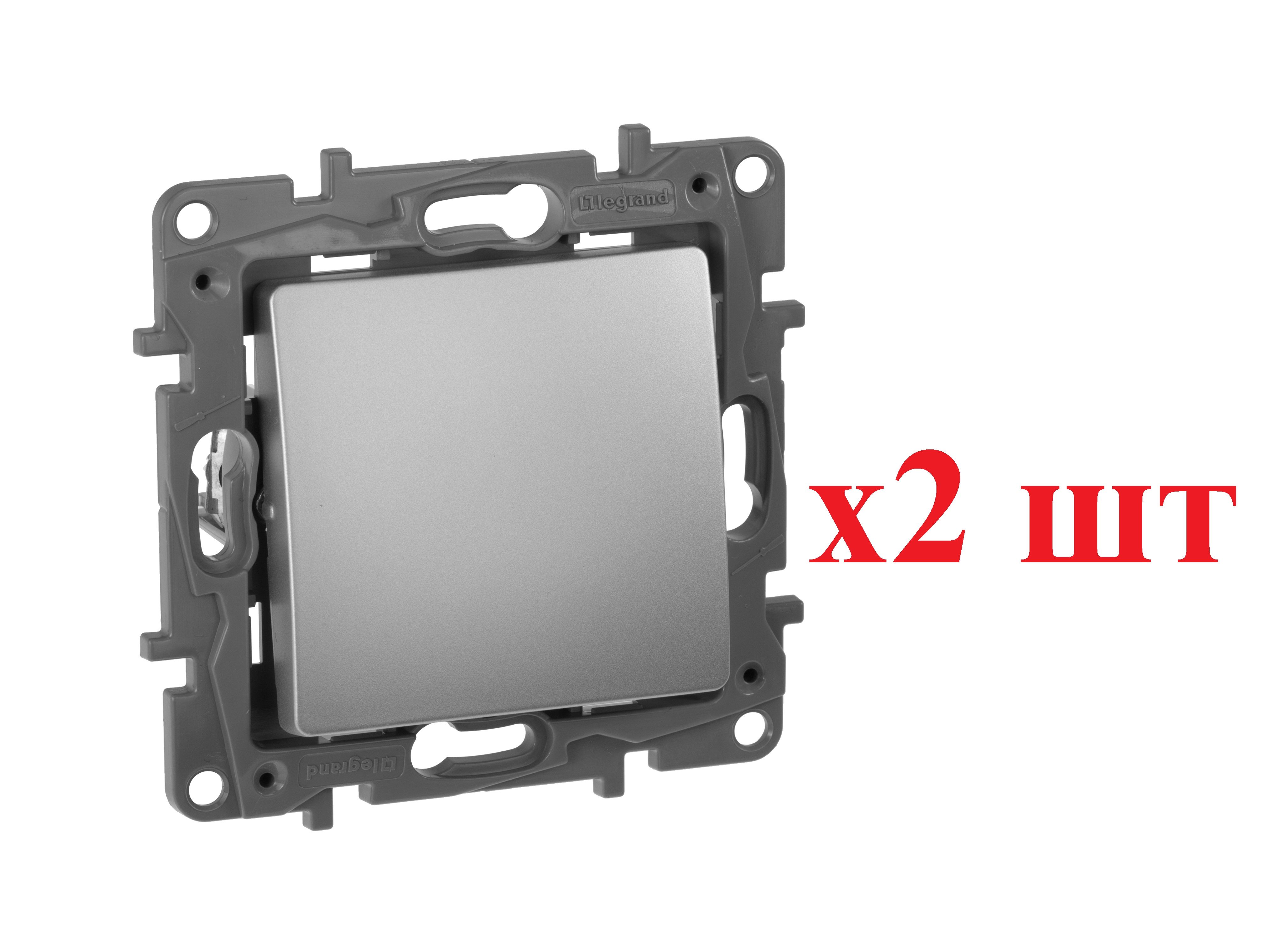 

Legrand Etika Алюм Кнопка автоматическая 6А 672414 (2шт), Серый, Etika_Скрытый