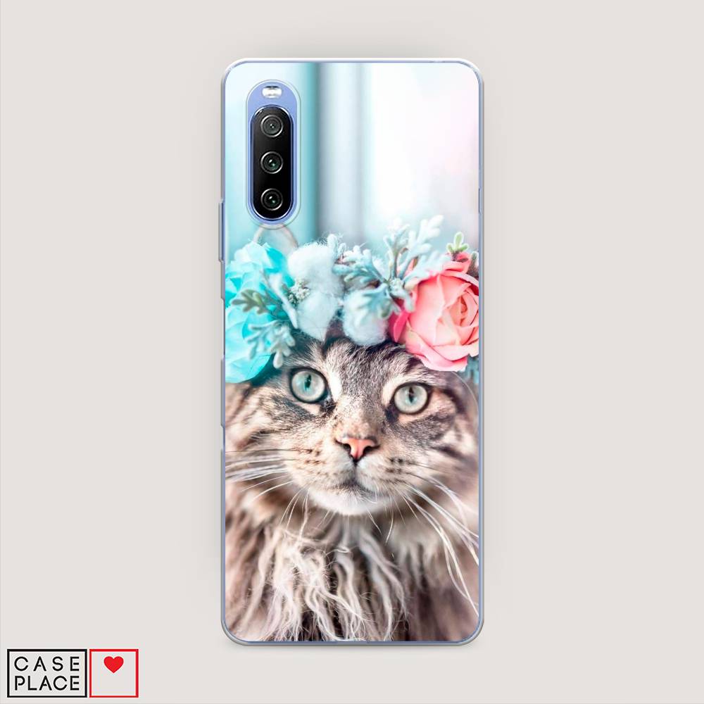 

Чехол Awog на Sony Xperia 10 III "Кот в венке", Разноцветный, 54950-2