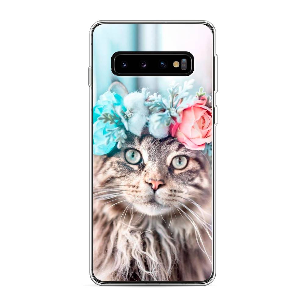 

Чехол Awog на Samsung Galaxy S10 "Кот в венке", Разноцветный, 27050-2