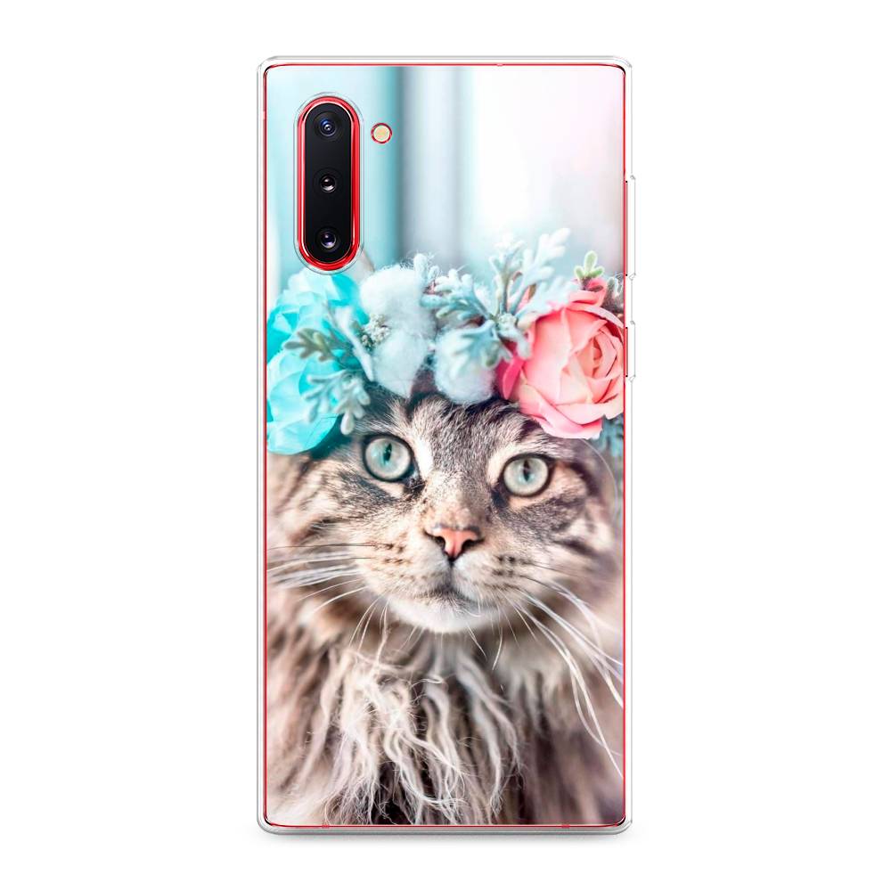 

Чехол Awog на Samsung Galaxy Note 10 "Кот в венке", Разноцветный, 28650-2