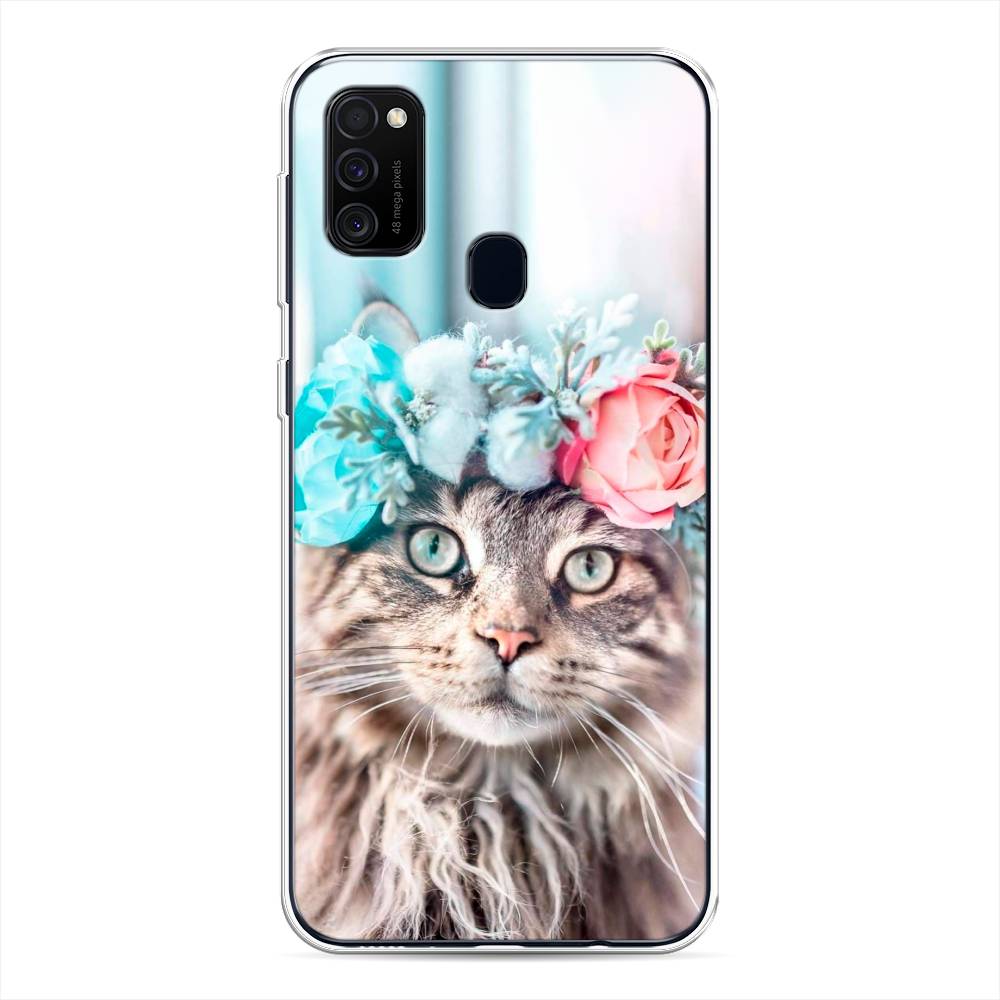 

Чехол Awog на Samsung Galaxy M21/M30s "Кот в венке", Разноцветный, 29750-2