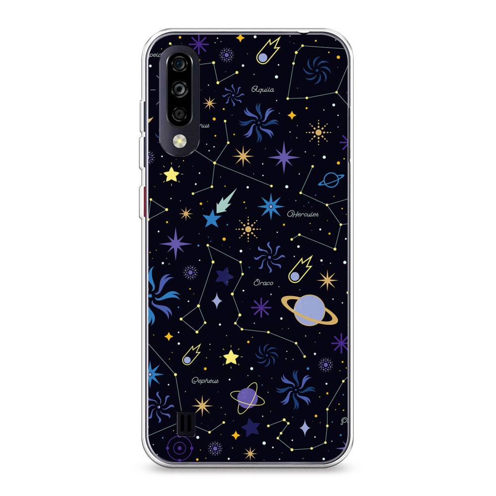 

Чехол для ZTE Blade A7 (2020) "Цветной космос", Желтый, 133750-2