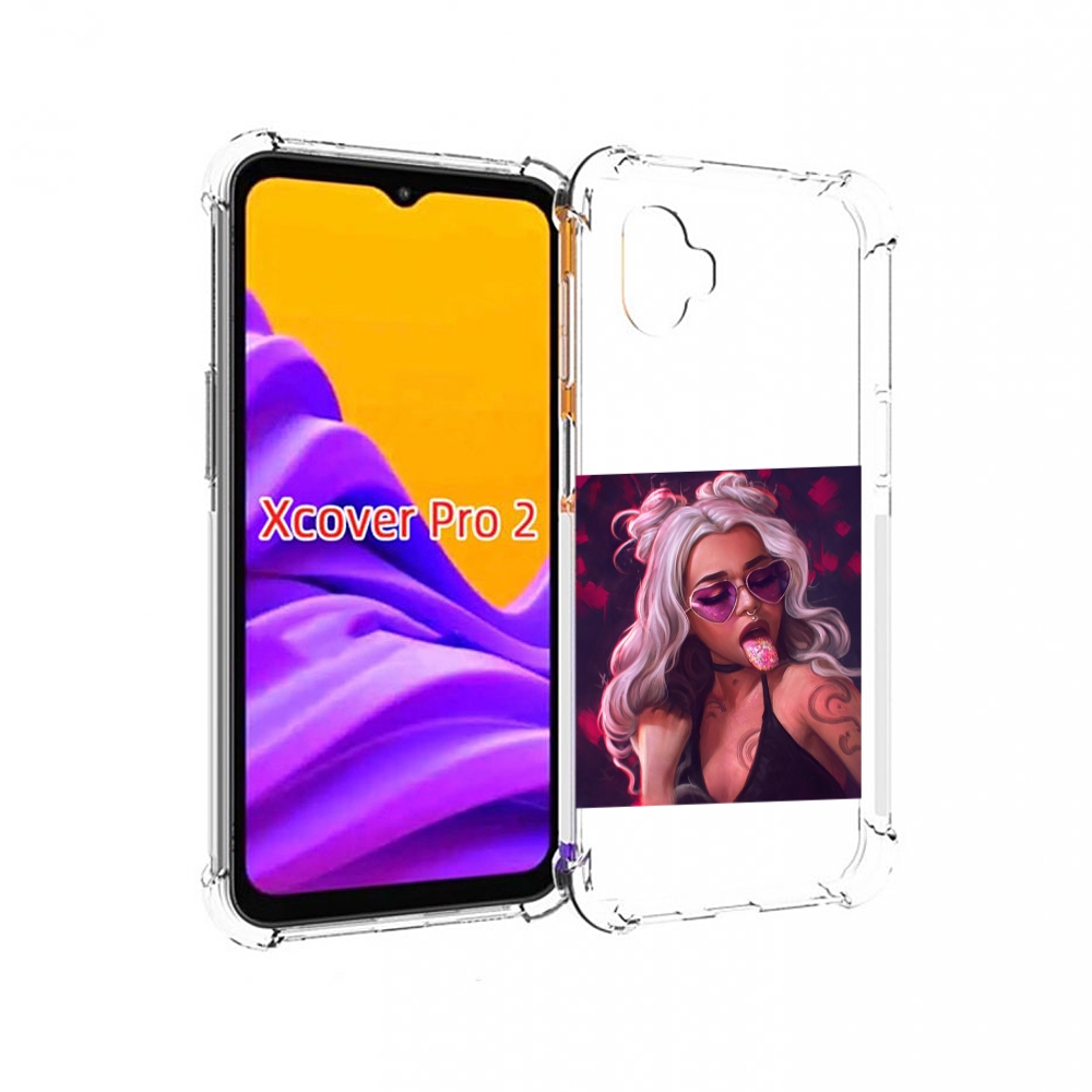 

Чехол MyPads блестящий-язык женский для Samsung Galaxy Xcover Pro 2, Прозрачный, Tocco