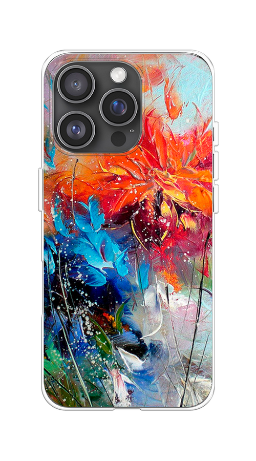 

Чехол на Apple iPhone 16 Pro "Абстрактные цветы", Оранжевый;синий, 16250-1