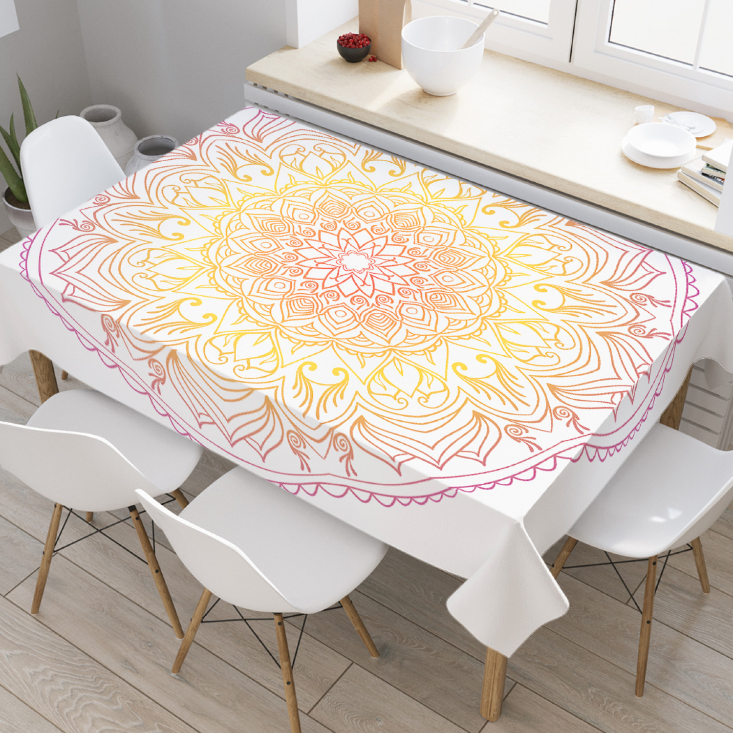 

Скатерть прямоугольная JoyArty "Ажурная салфетка" из оксфорда, 180x145 см, Розовый, Ажурная салфетка