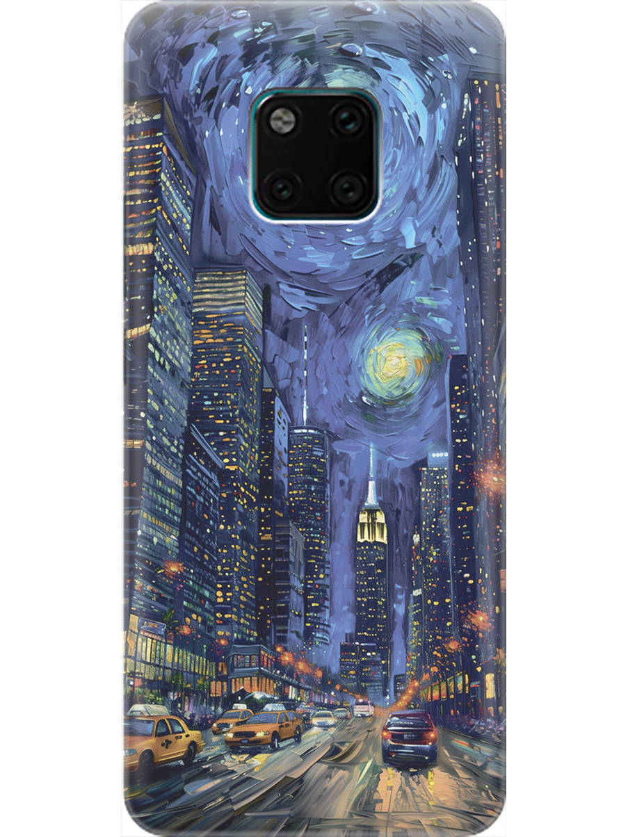 

Силиконовый чехол на Huawei Mate 20 Pro с принтом "Ночной проспект", Прозрачный;синий;черный, 719630010