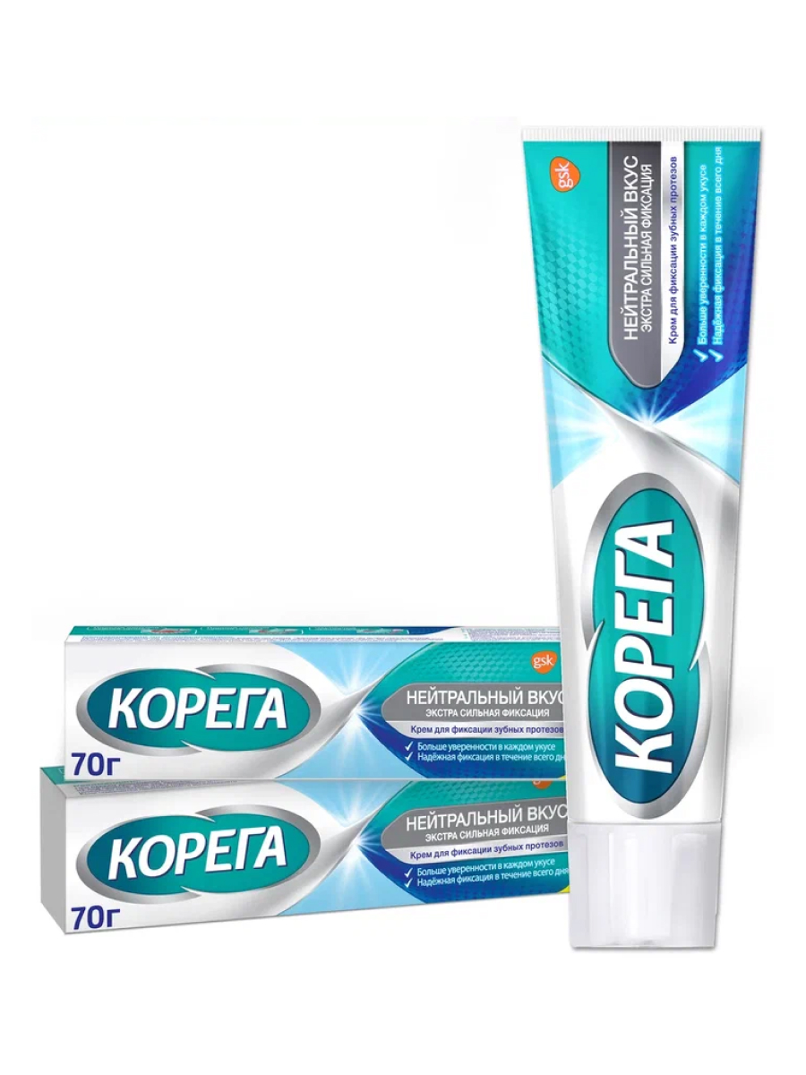 Крем для фиксации Corega  Нейтральный вкус 70 г 2 шт лакалют фикс крем для фиксации зубн протезов экстрасильный нейтральный вкус туба 70 г