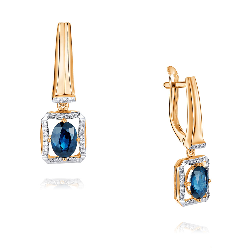 

Серьги из красного золота с бриллиантом/сапфиром ADAMAS 24038087/01-А50Д-432, 24038087/01-А50Д-432