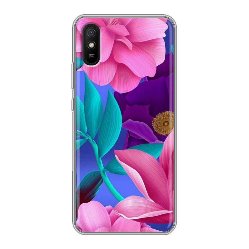 фото Дизайнерский силиконовый чехол для xiaomi redmi 9a яркие цветы 100gadgets