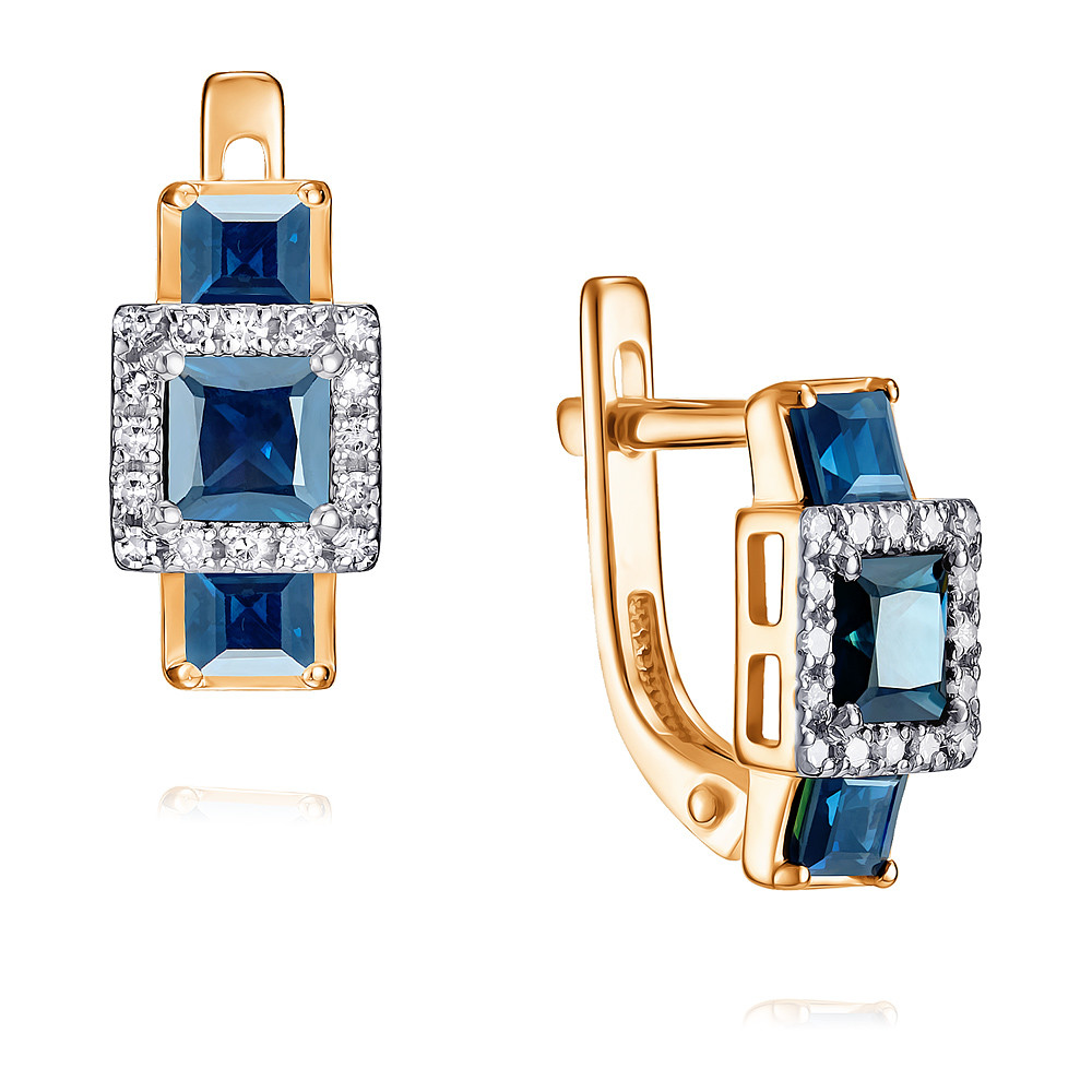 

Серьги из красного золота с бриллиантом/сапфиром ADAMAS 24038203/01-А50Д-432, 24038203/01-А50Д-432