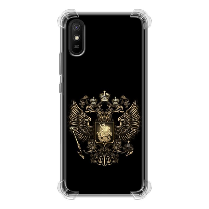 

Силиконовый с усиленными углами чехол для Xiaomi RedMi 9A герб России золотой