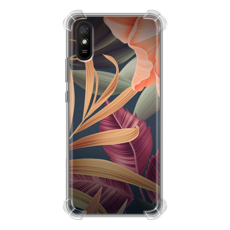 фото Дизайнерский силиконовый с усиленными углами чехол для xiaomi redmi 9a тропические листья 100gadgets