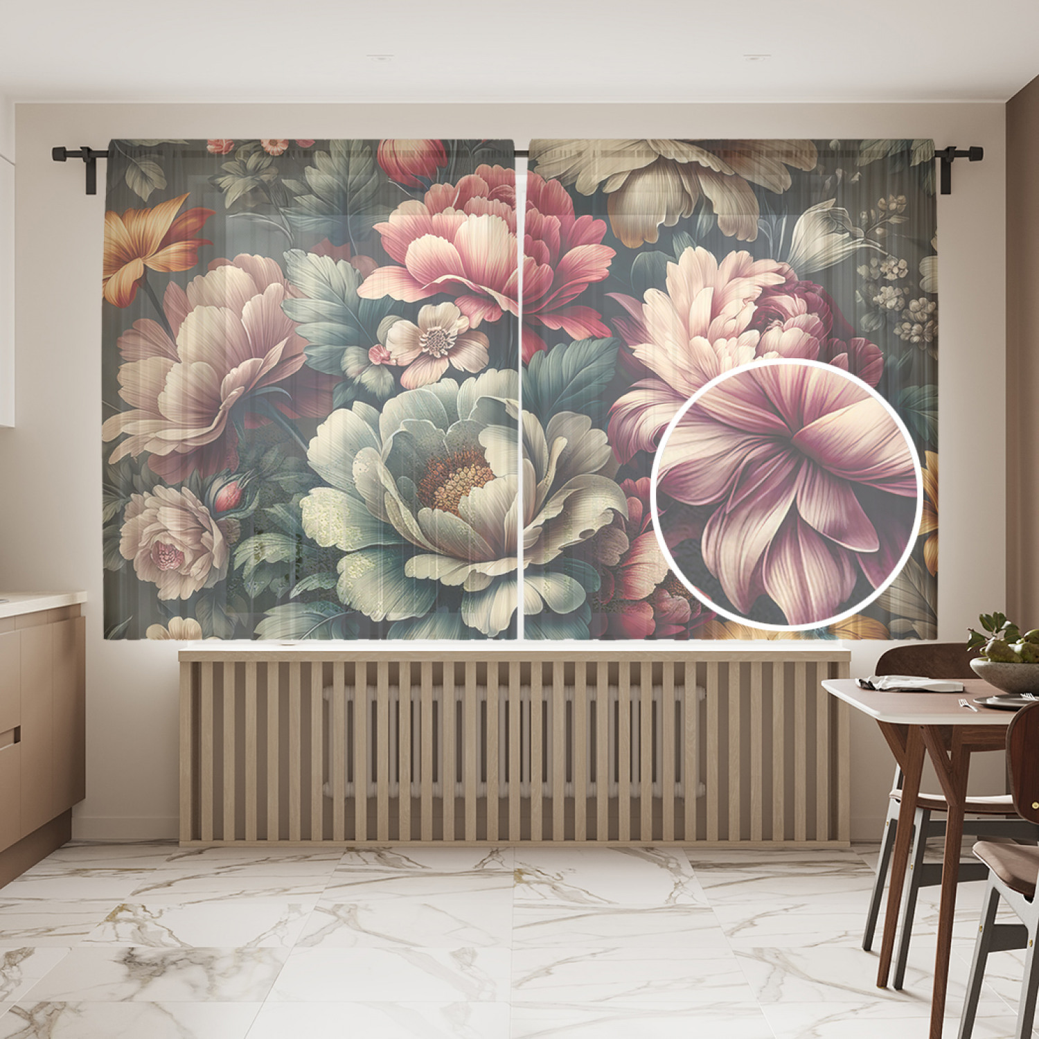 

Тюль JoyArty Винтажные пионы 145х180, tul_sd1776_145x180