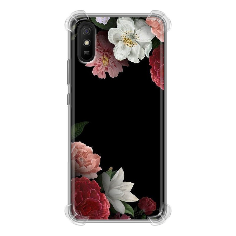 фото Дизайнерский силиконовый с усиленными углами чехол для xiaomi redmi 9a цветы 100gadgets