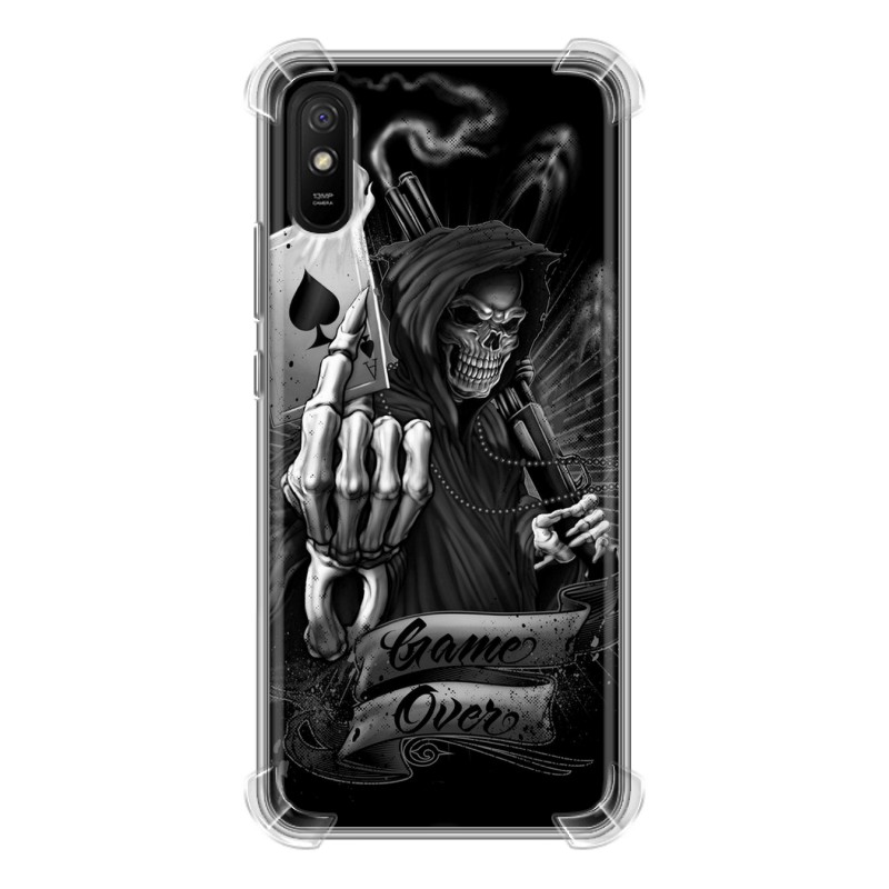 фото Дизайнерский силиконовый с усиленными углами чехол для xiaomi redmi 9a скелет и туз 100gadgets