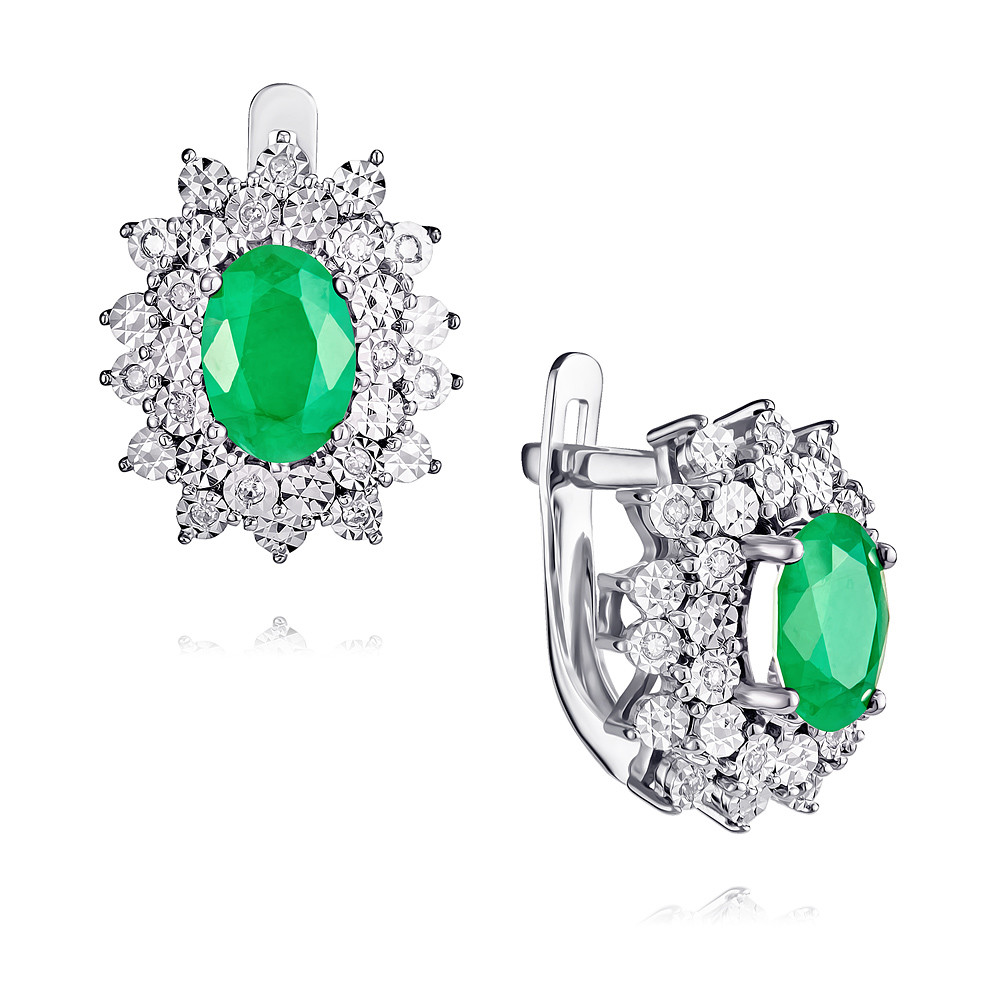 

Серьги из белого золота с бриллиантом/изумрудом ADAMAS 24038091/01-А512Д-433, 24038091/01-А512Д-433