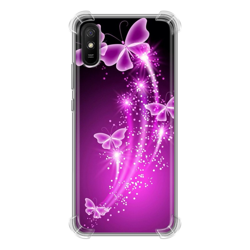 фото Дизайнерский силиконовый с усиленными углами чехол для xiaomi redmi 9a бабочки фиолетовые 100gadgets