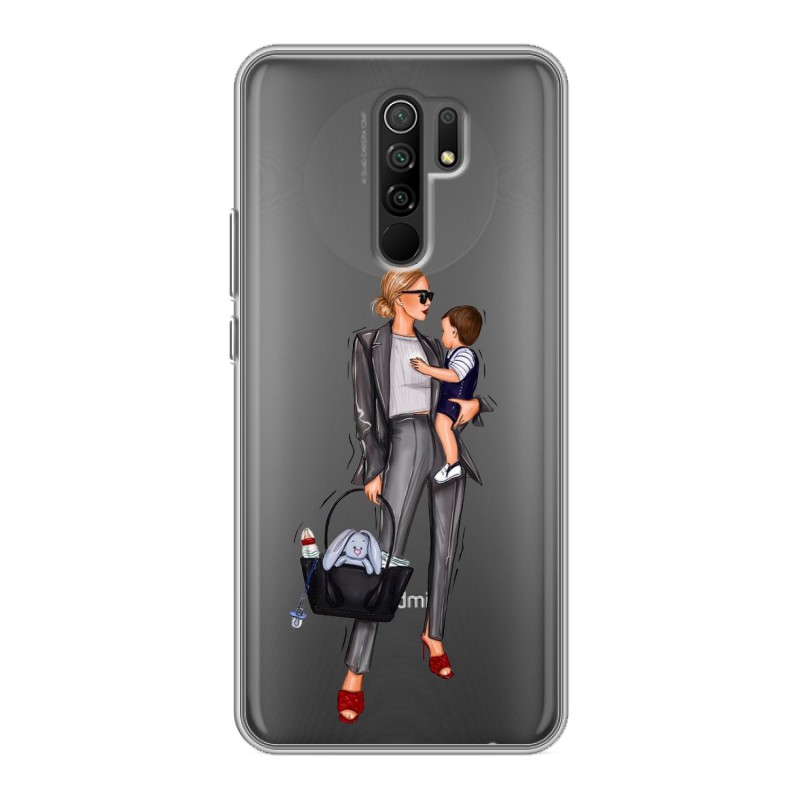

Полупрозрачный дизайнерский силиконовый чехол для Xiaomi RedMi 9 Мама и сын