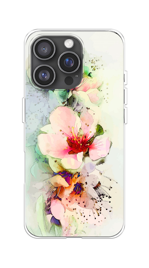 

Чехол на Apple iPhone 16 Pro "Нежные цветы", Зеленый;розовый, 16250-1