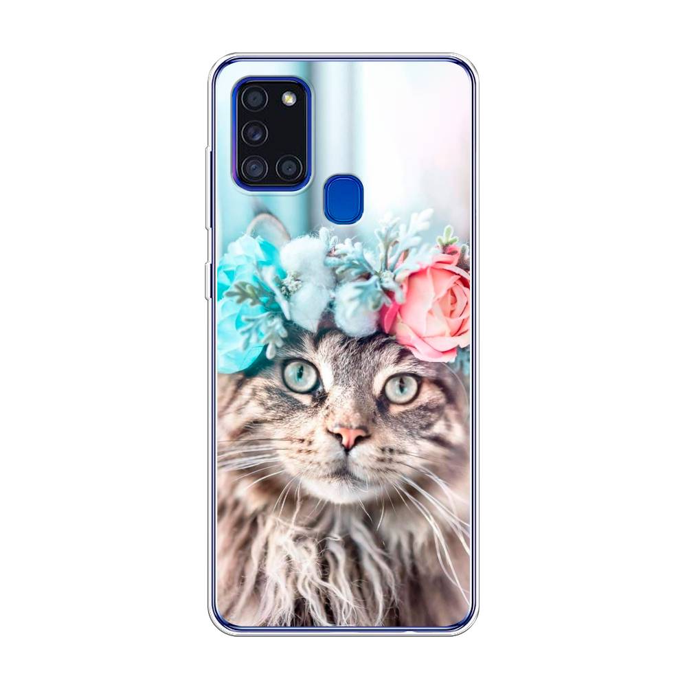 

Чехол Awog на Samsung Galaxy A21s / Самсунг A21s "Кот в венке", Разноцветный, 2100250-2