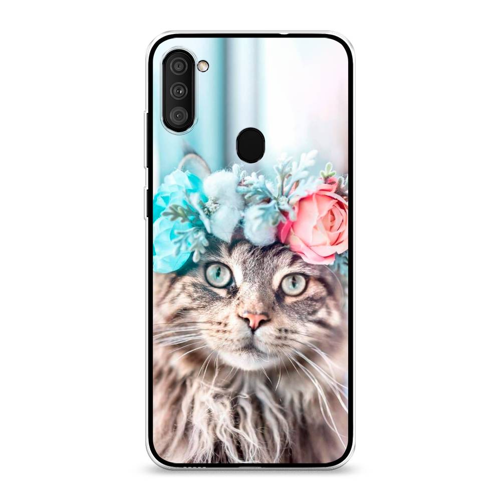 

Чехол Awog на Samsung Galaxy A11 / Самсунг A11 "Кот в венке", Разноцветный, 2100150-2