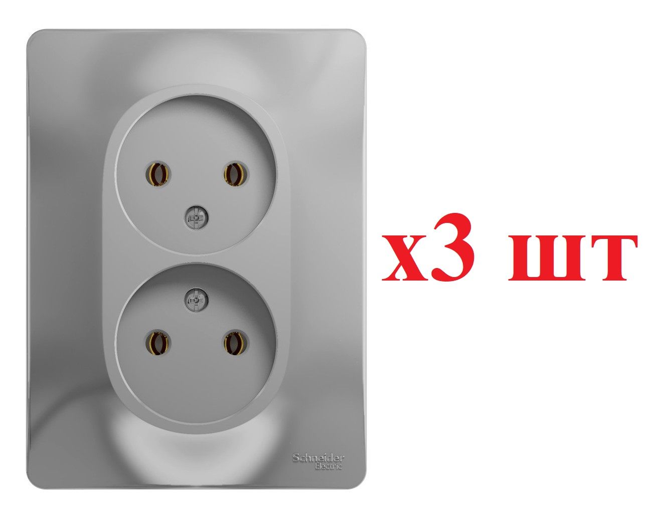 

Розетка 2-м СП Glossa 16А IP20 без заземл. в сборе алюм. SchE GSL000320 (3шт), Glossa11