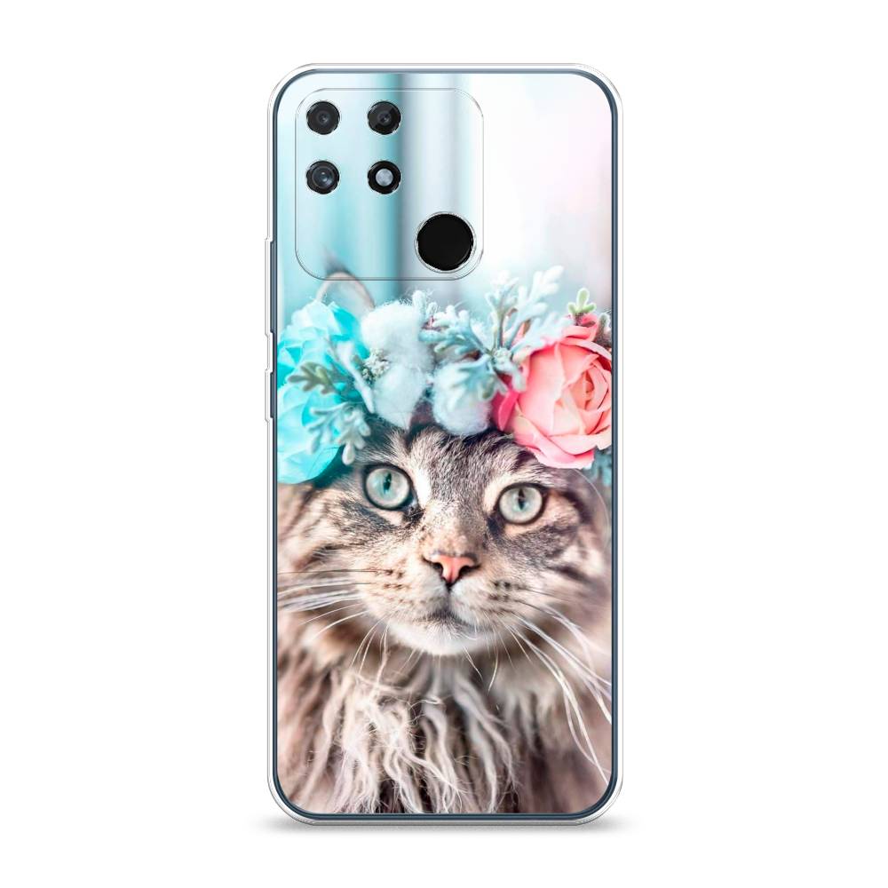 

Чехол Awog на Realme Narzo 50A "Кот в венке", Разноцветный, 258450-2