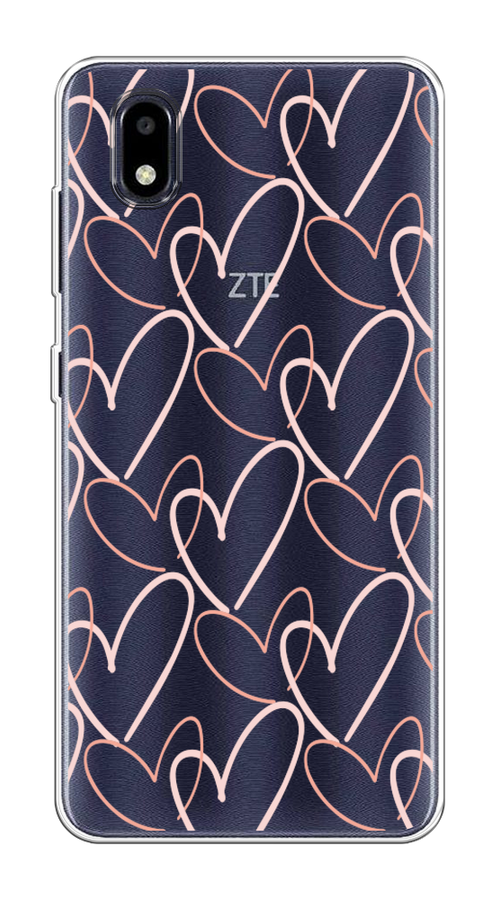 

Чехол на ZTE Blade A3 (2020) "Узор из сердечек", Розовый;бежевый, 133650-6