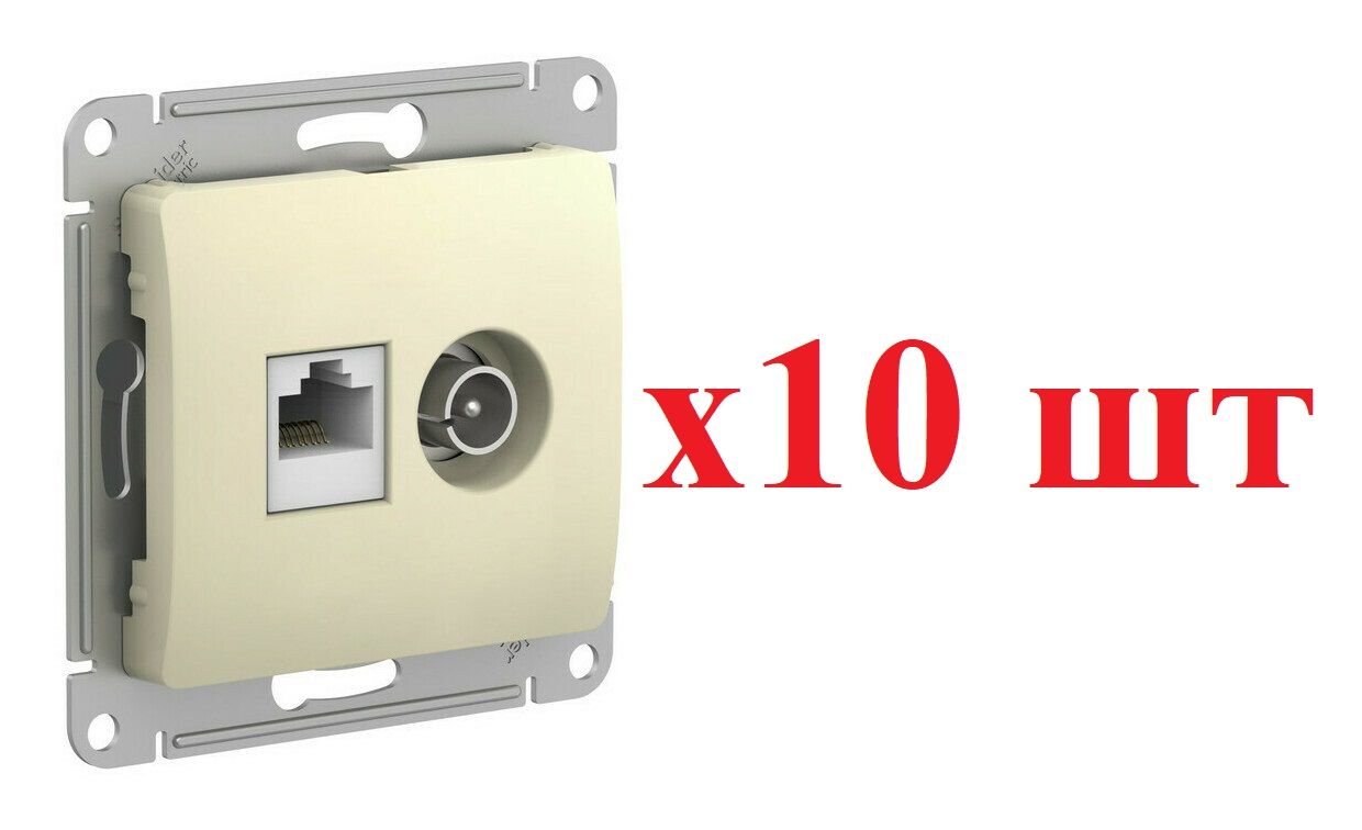 

SE Glossa Беж Розетка двойная TV + компьютерная RJ45, кат. 5Е GSL000289 (10шт), Бежевый, Glossa24_10