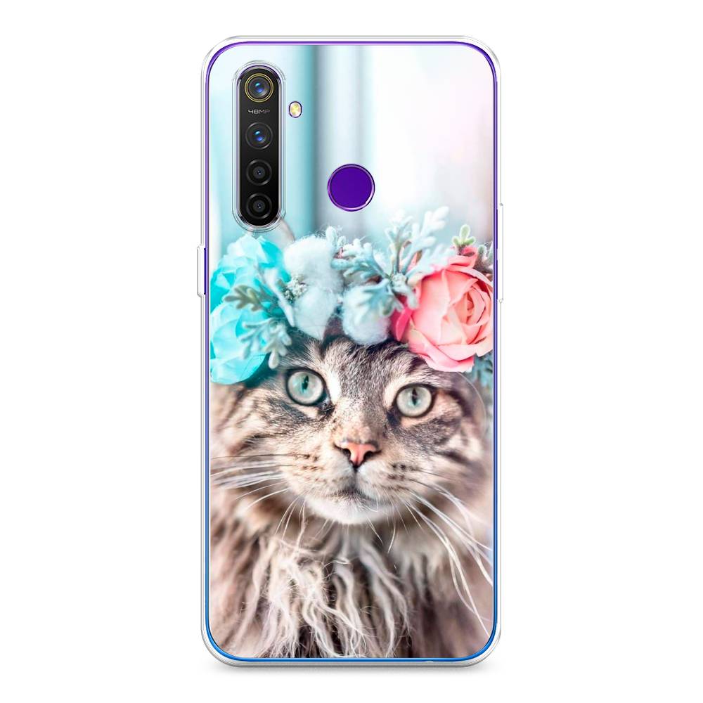 

Чехол Awog на Realme 5 Pro "Кот в венке", Разноцветный, 251650-2