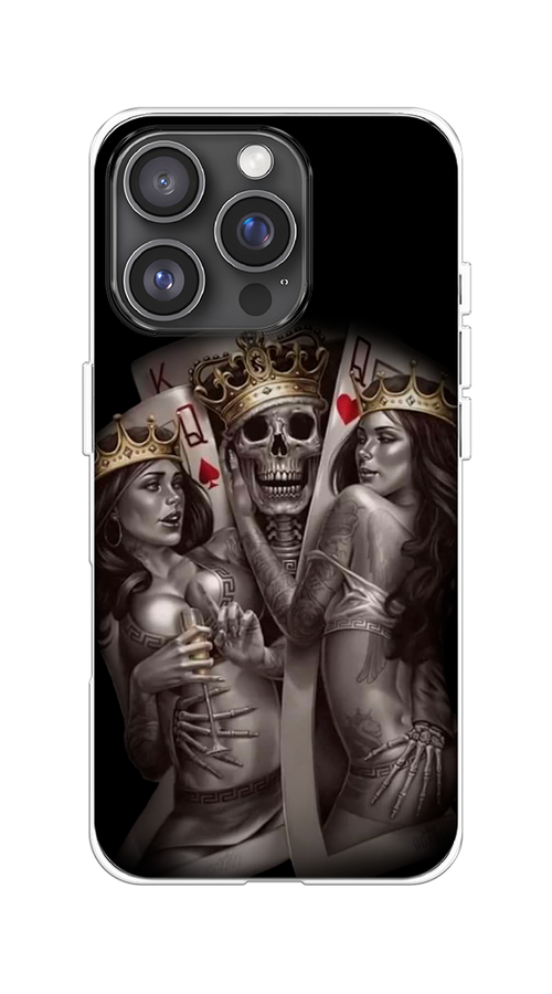 

Чехол на Apple iPhone 16 Pro "Карты король и королевы", Серый;желтый, 16250-1