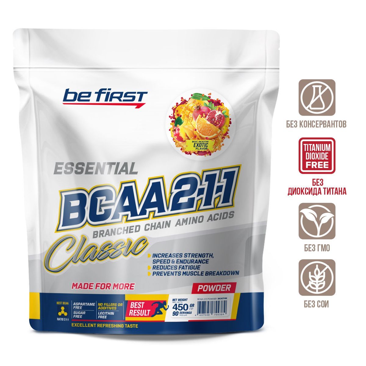 Be First Classic Powder 211 Дойпак BCAA 450 г экзотик 1982₽