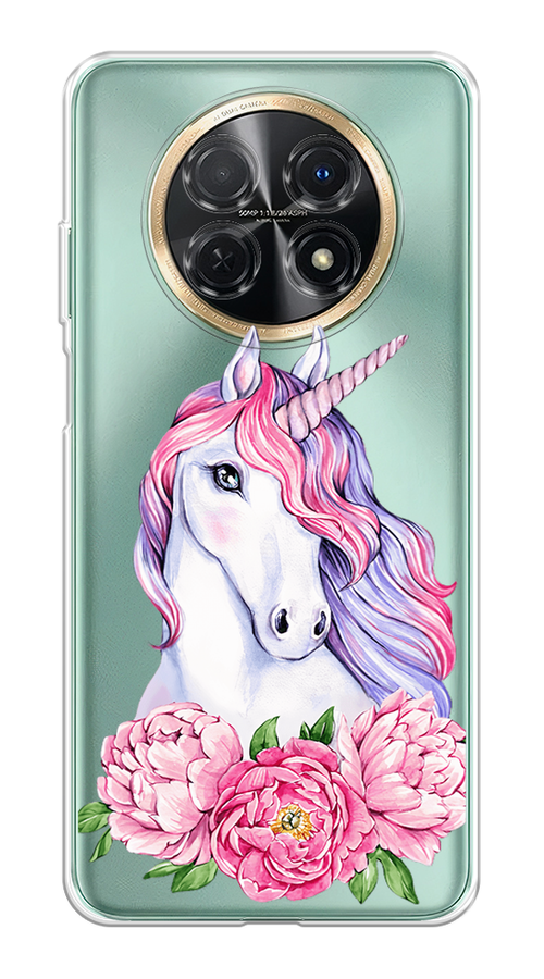

Чехол на Huawei Nova Y91 "Единорог с пионами", Розовый;белый;зеленый, 6121650-1