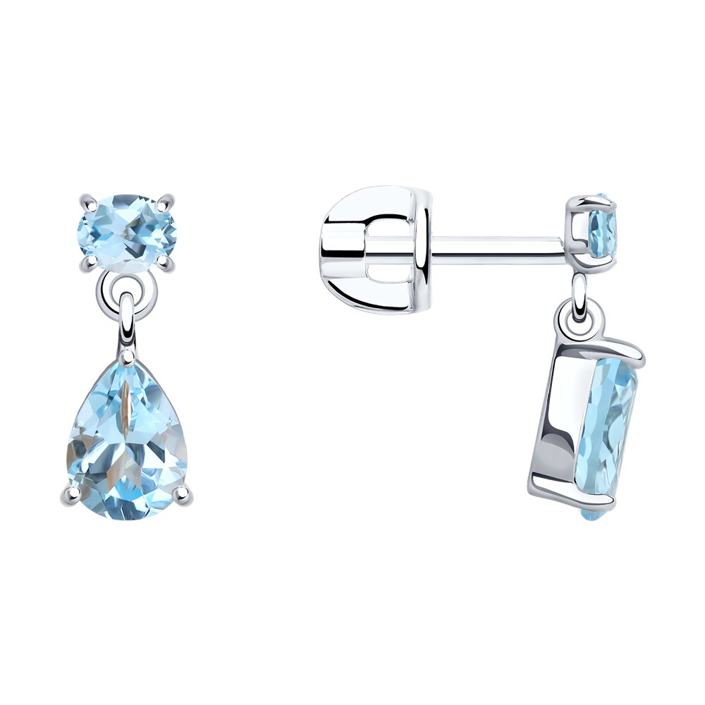 

Серьги подвески из серебра SOKOLOV 92022553, топаз, 92022553