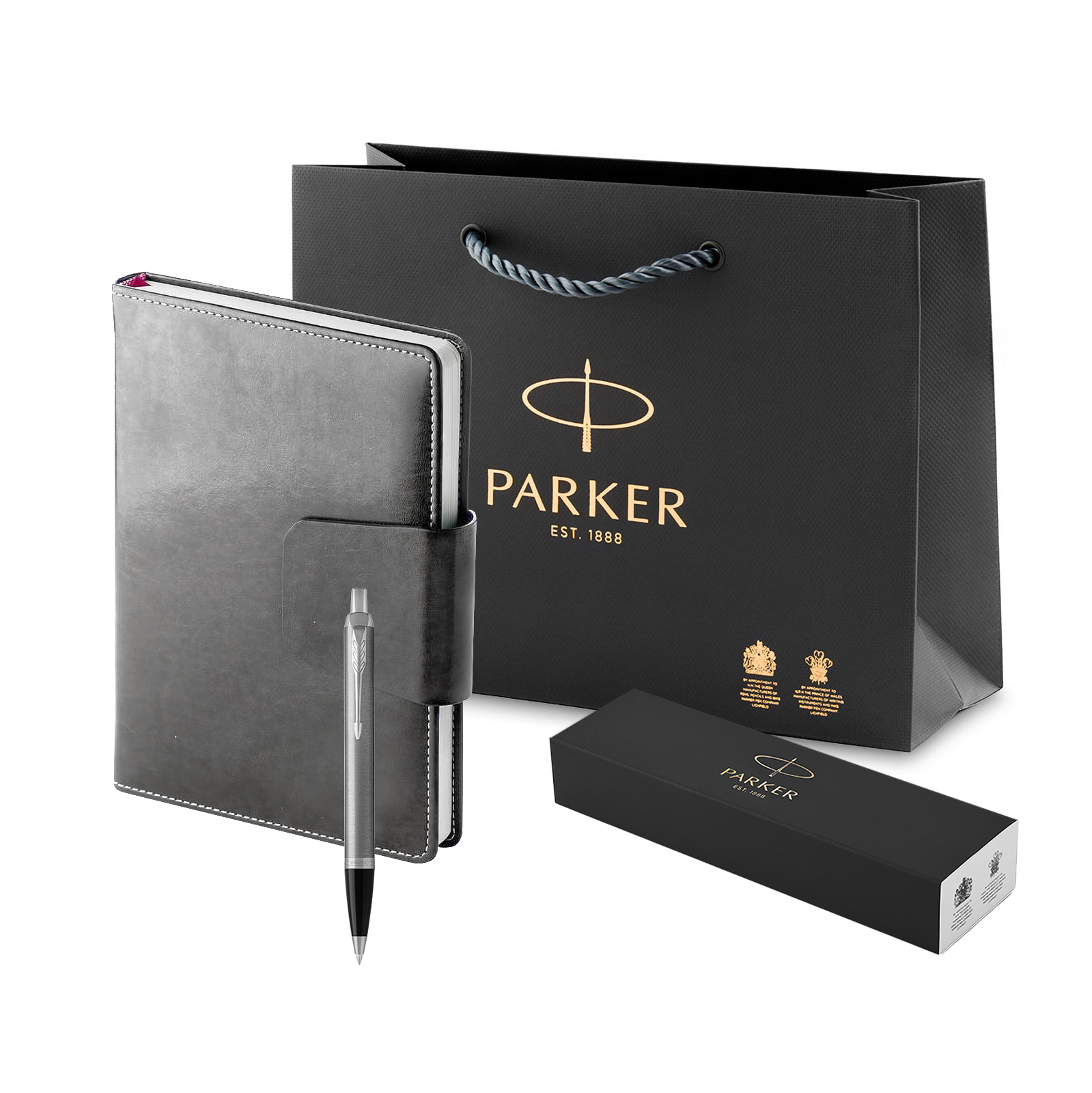 

Набор подарочный Parker ручка Parker IM Metal Stainless Steel и ежедневник А5 экокожа.