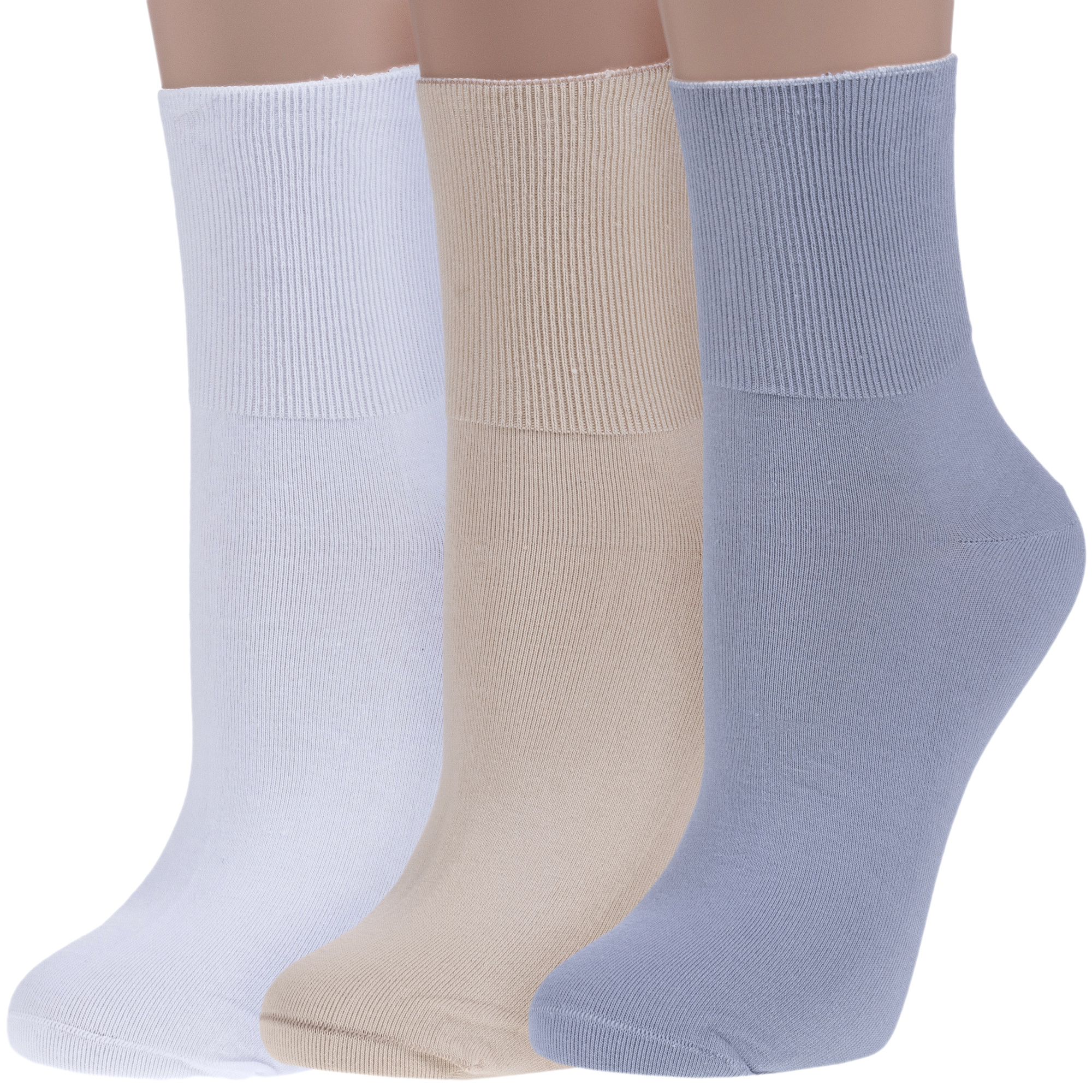

Комплект носков женских Rusocks 3-Ж-1800 разноцветных 23-25, Белый;бежевый;серый, 3-Ж-1800