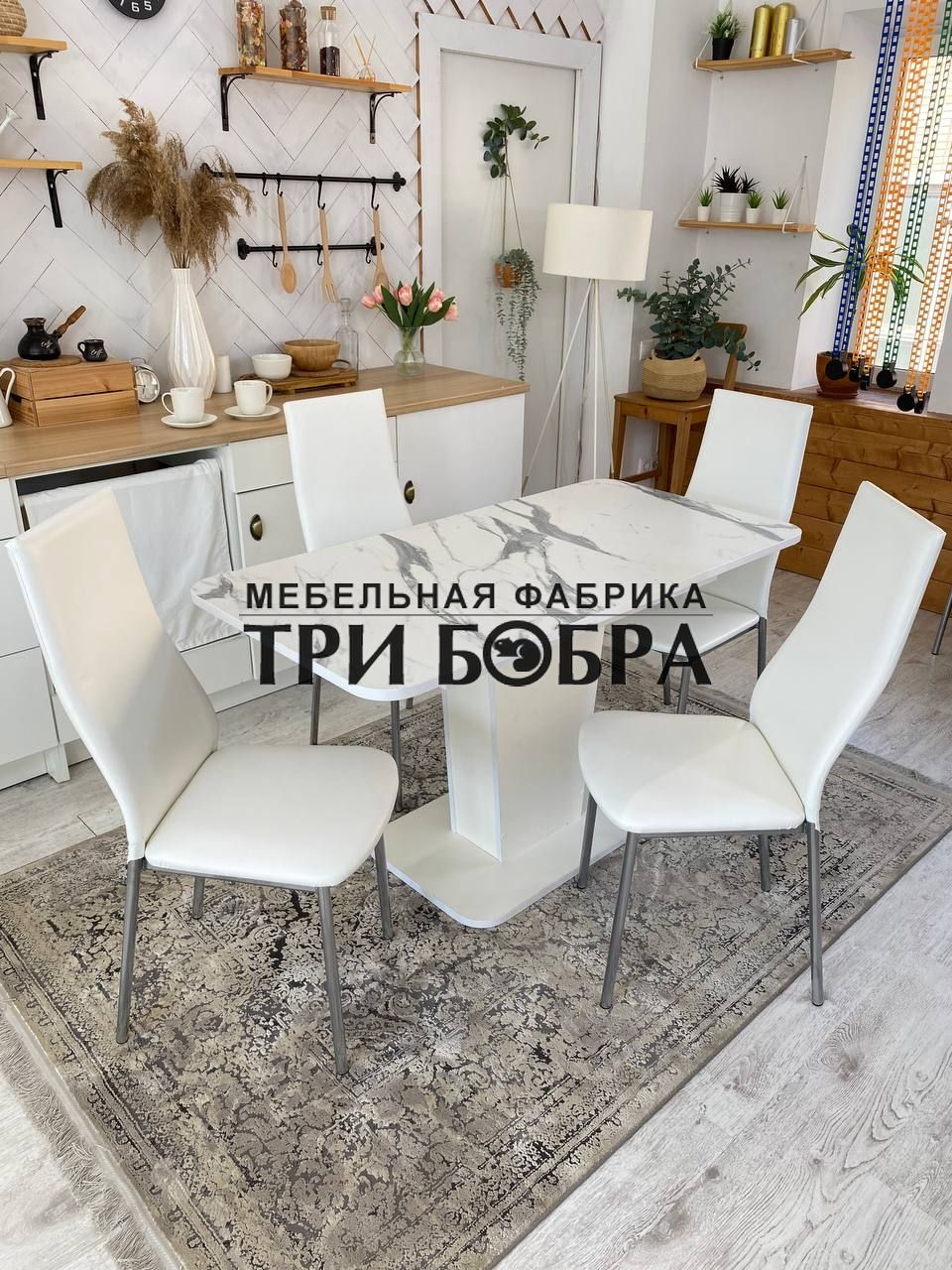 

Обеденная группа Три Бобра Тор Белый мрамор/Волна, белый, Тор, Волна