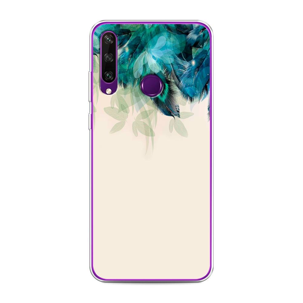 фото Чехол awog "перья голубого цвета" для huawei y6p
