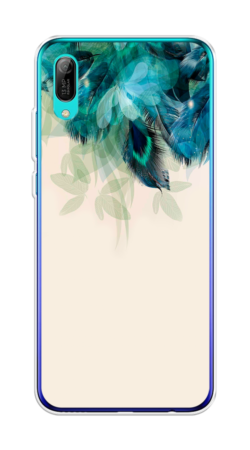 

Чехол Awog на Huawei Y6 Pro (Prime) 2019 "Перья голубого цвета", Бежевый;синий;голубой, 68150-2