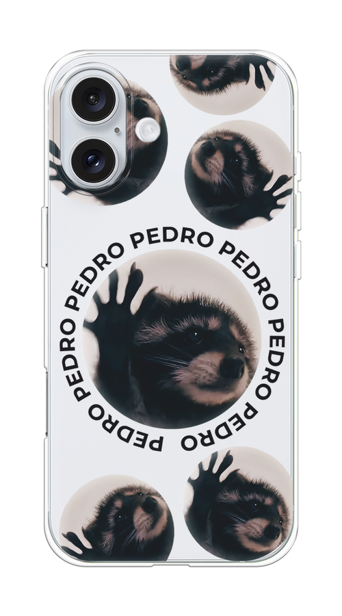 

Чехол на Apple iPhone 16 Plus "Pedro енот", Черный;бежевый;прозрачный, 16150-1