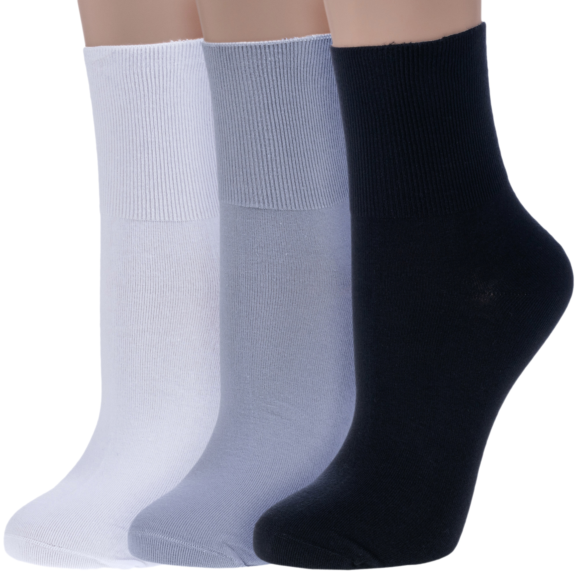 

Комплект носков женских Rusocks 3-Ж-1800 разноцветных 23-25, Белый;серый;черный, 3-Ж-1800