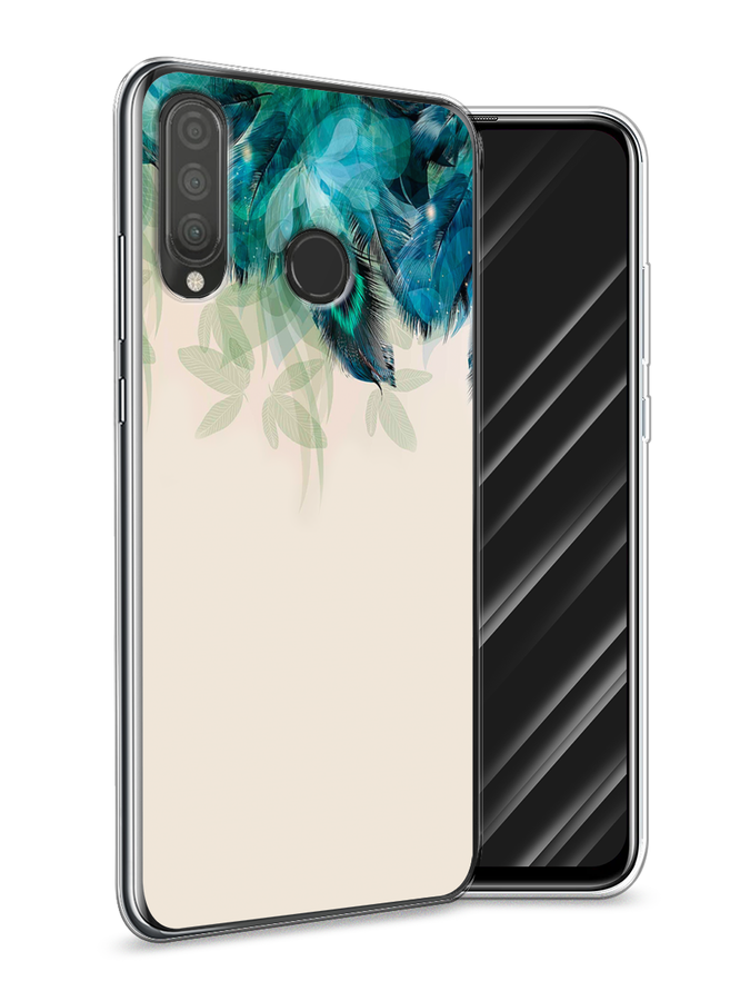 

Чехол Awog на Huawei P30 Lite "Перья голубого цвета", Бежевый;синий;голубой, 67950-2