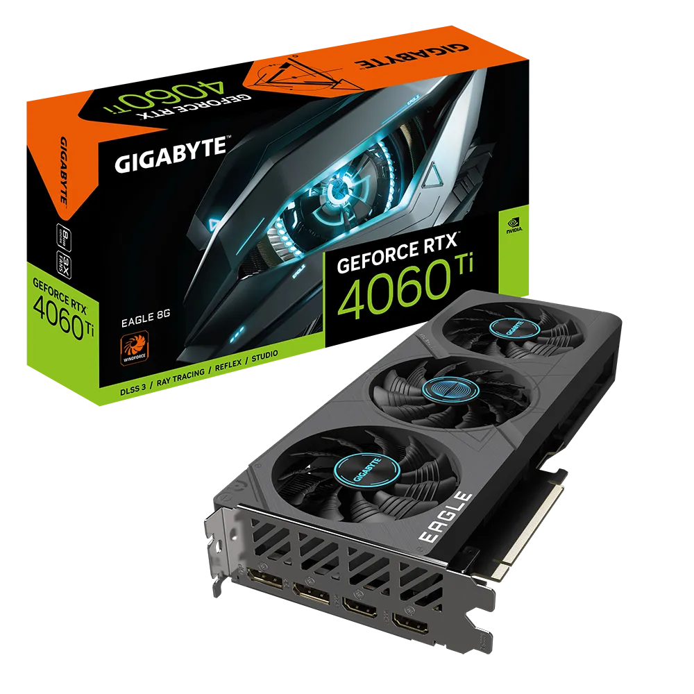 

Видеокарта GIGABYTE GeForce RTX 4060 Ti EAGLE (GV-N406TEAGLE-8GD), Серый, GeForce RTX 4060 Ti EAGLE